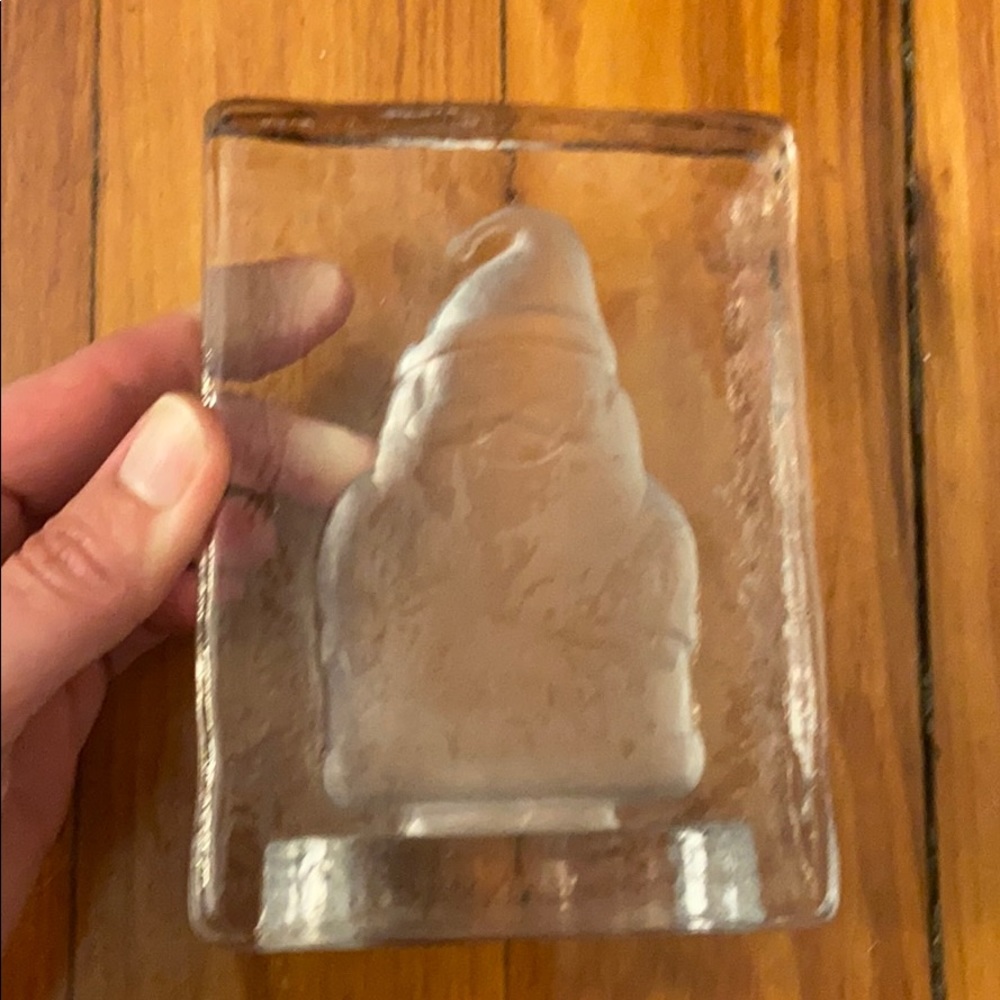 Frosted Santa votive candle holder